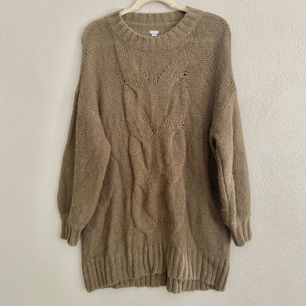 Aerie Sweater Women’s Size Small Wool Blend Green Brown Knit Soft Cozy